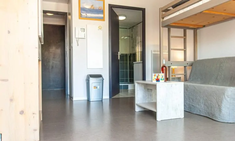 Salon du studio avec canapé et décoration contemporaine