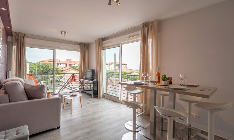 T3 prestige avec espace de vie chic, canapé confortable et décoration harmonieuse.