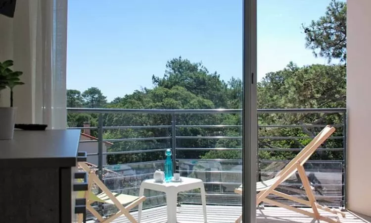 Balcon t2 cabine résidence plage centrale, location Hossegor plage