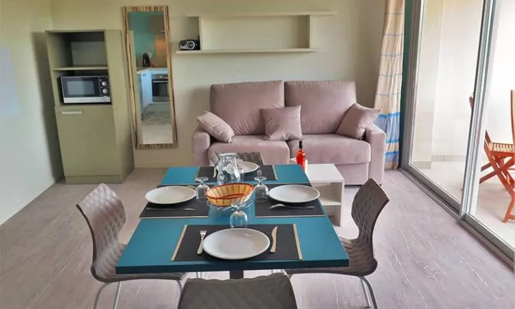 Salon salle à manger t2 Les Sables d'Or, Résidence Location Vieux boucau dans les Landes